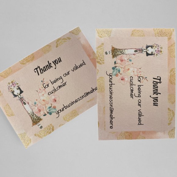 Packaging Inserts , Boho Girl Thank You Cards - Picture 2 of 11